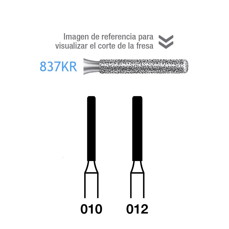 Fresas Diamante 837KR-314 FG grano medio 107 micras Komet - Caja de 5 unidades. Para turbina