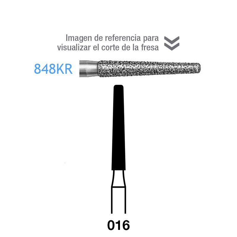 Fresas diamante 848KR-314-016 FG grano medio 107 micras Komet - Caja de 5 unidades. Para turbina.