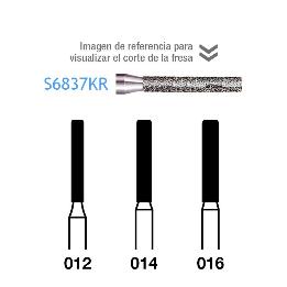 Fresas Diamante S6837KR-314 FG dorada grano grueso Serie 2000 170 micras  Komet - Caja de 5 unidades. Para turbina.