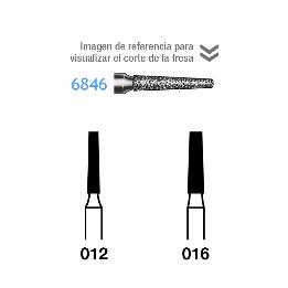 Fresas Diamante 6846- FG aro verde grano grueso 151 micras Komet - Caja de 5 unidades. Para turbina