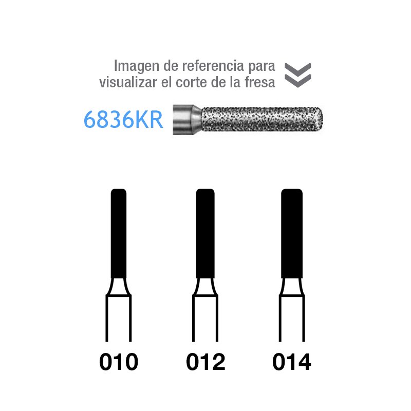 Fresas Diamante 6836KR-314 FG aro verde grano grueso 151 micras Komet - Caja de 5 unidades. Para turbina.