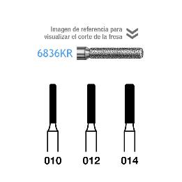 Fresas Diamante 6836KR-314 FG aro verde grano grueso 151 micras Komet - Caja de 5 unidades. Para turbina.