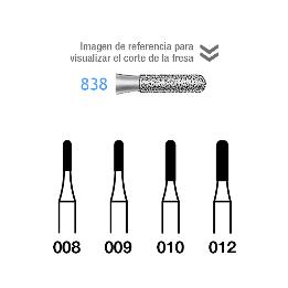 Fresas Diamante 838-314 FG grano medio 107 micras Komet - Caja de 5 unidades. Para turbina.