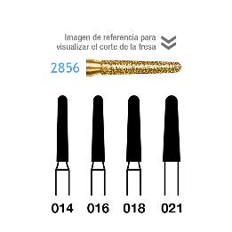 Fresas Diamante 2856-314 FG dorada grano grueso Serie 2000 170 micras  Komet - Caja de 5 unidades. Para turbina.