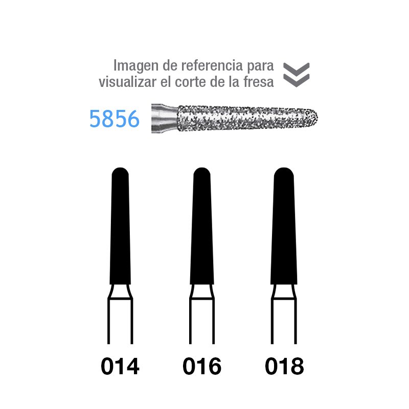 Fresas diamante 5856-314 FG aro negro grano super grueso 181 micras Komet - Caja de 5 unidades. Para turbina.