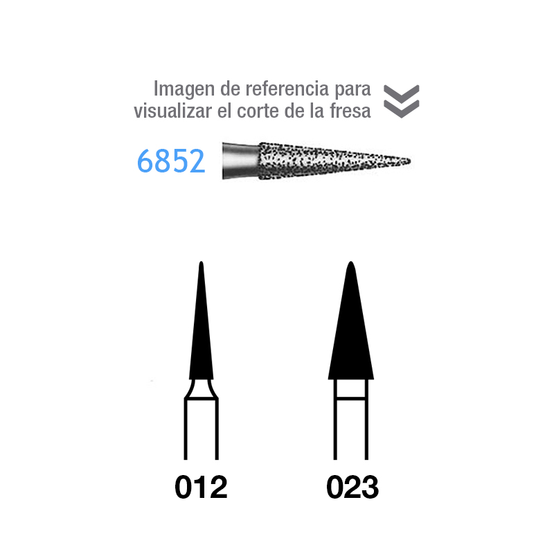 Fresas Diamante 6852 FG aro verde grano grueso 151 micras Komet - Caja de 5 unidades. Para turbina.