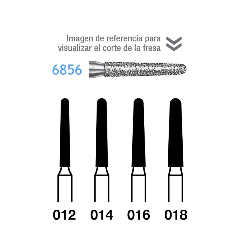 Fresas Diamante 6856-314 FG aro verde grano grueso 151 micras Komet - Caja de 5 unidades. Para turbina.