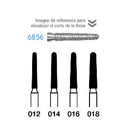 Fresas Diamante 6856-314 FG aro verde grano grueso 151 micras Komet - Caja de 5 unidades. Para turbina.