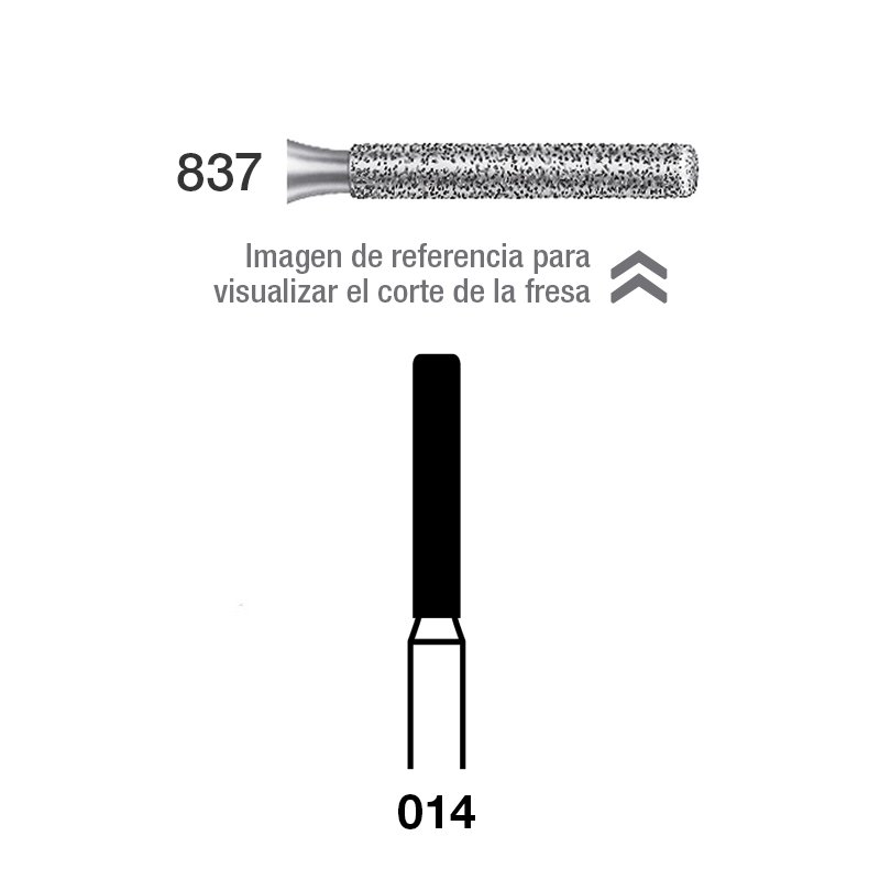 Fresas Diamante 837-314- 014 FG aro rojo grano fino 46 micras Royal Dent - Caja de 5 unidades. Para turbina.