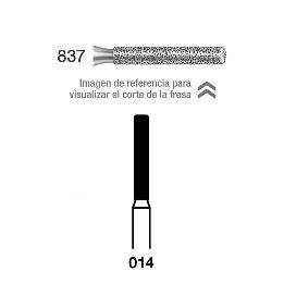 Fresas Diamante 837-314- 014 FG aro rojo grano fino 46 micras Royal Dent - Caja de 5 unidades. Para turbina.