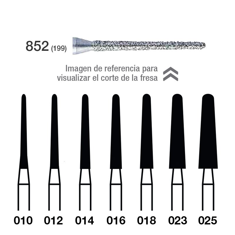 Fresas diamante 852-314 FG grano medio 107 micras Royal Dent - Caja de 5 unidades. 