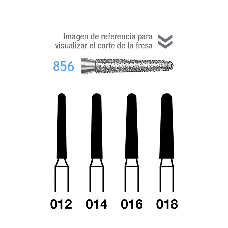 Fresas Diamante 856-314 FG grano medio 107 micras Komet - Caja de 5 unidades. Para turbina.