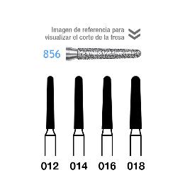 Fresas Diamante 856-314 FG grano medio 107 micras Komet - Caja de 5 unidades. Para turbina.