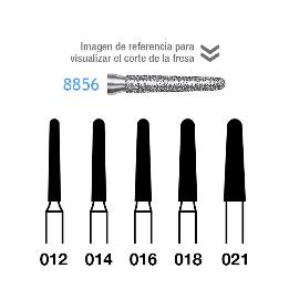 Fresas Diamante 8856-314 FG aro rojo grano fino 46 micras Komet - Caja de 5 unidades. Para turbina.