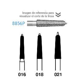 Fresas Diamante 8856P-314 FG aro rojo grano fino 46 micras Komet - Caja de 5 unidades. Para turbina