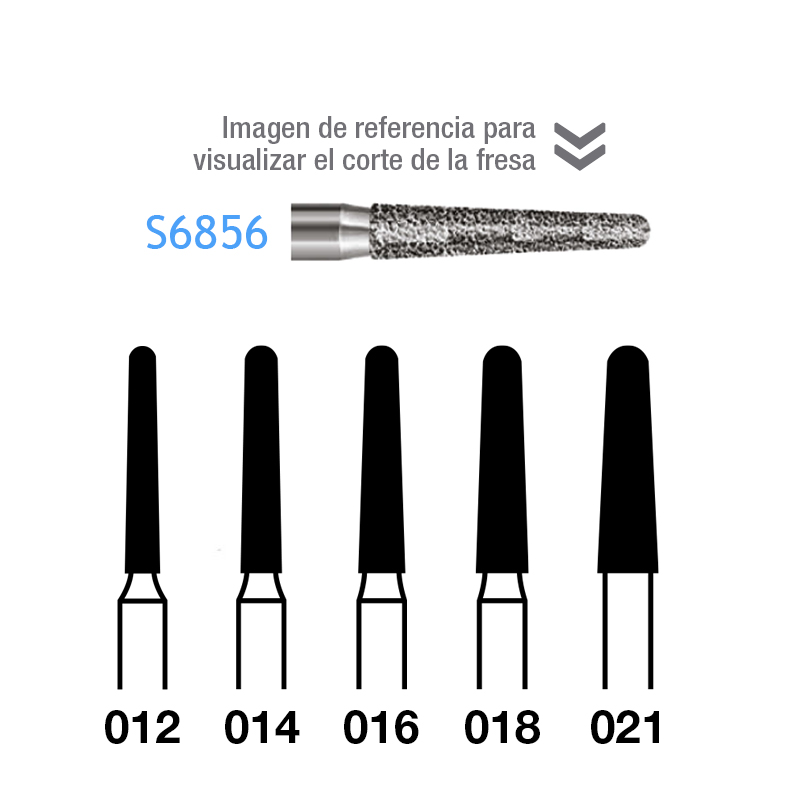 Fresas Diamante S6856-314 FG dorada grano grueso Serie 2000 170 micras  Komet - 