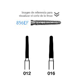 Fresas Diamante 856EF FG aro amarillo grano extra-fino 25 micras Komet - Caja de 5 unidades. Para turbina.