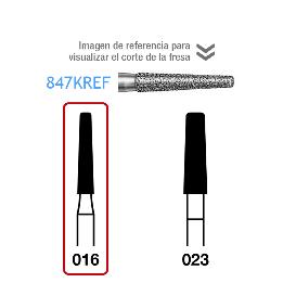 Fresas Diamante 847KREF-314-016 FG aro amarillo grano extra-fino 25 micras  Komet - Caja de 5 unidades. Para turbina