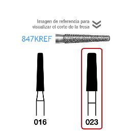 Fresas Diamante 847KREF-314-023  FG aro rojo grano fino 46 micras Komet - Caja de 5 unidades. Para turbina
