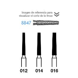 Fresas Diamante 8847- FG aro rojo grano fino 46 micras Komet - Caja de 5 unidades. Para turbina