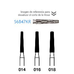 Fresas Diamante S6847KR FG aro verde grano grueso 151 micras Serie S Komet - Caja de 5 unidades. Para turbina