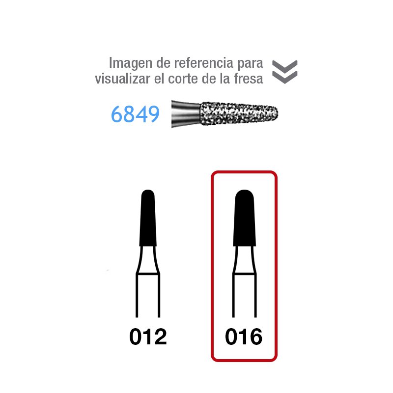 Fresas Diamante 6849-314-016 FG aro verde grano grueso 151 micras Komet - Caja de 5 unidades. Para turbina.