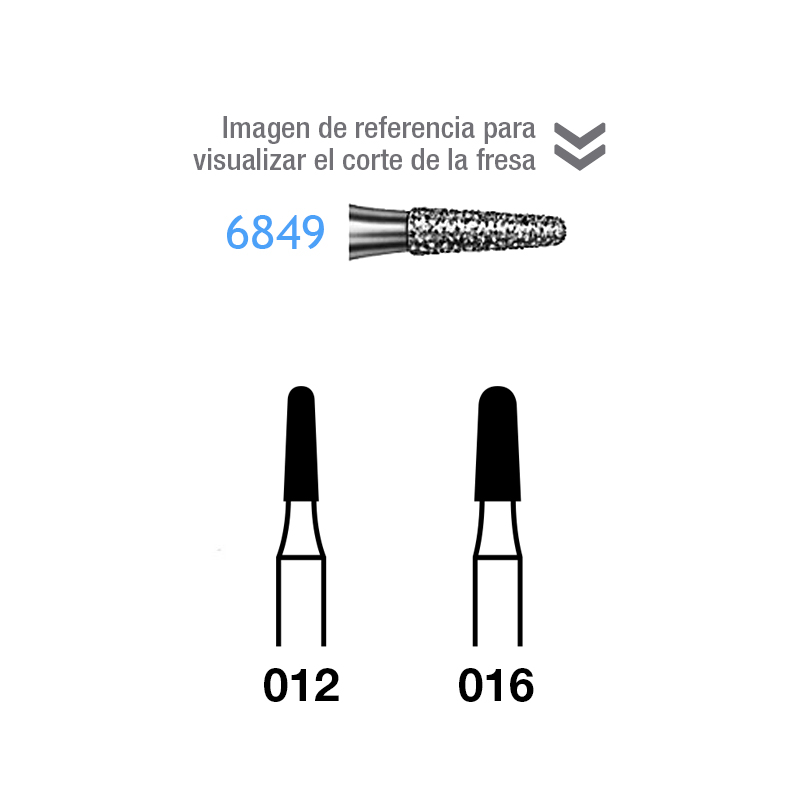 Fresas Diamante 6849 FG aro verde grano grueso 151 micras Komet - Caja de 5 unidades. Para turbina.