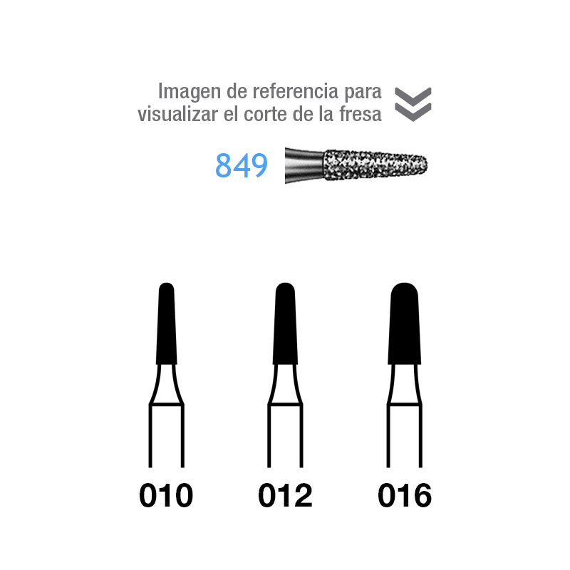 Fresas Diamante 849 FG grano medio 107 Komet - Caja de 5 unidades. Para turbina.