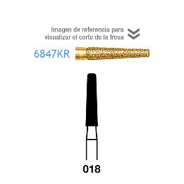 Fresas Diamante 2847KR-314-018 FG dorada grano grueso Serie 2000 170 micras Komet - Caja de 5 unidades. Para turbina.