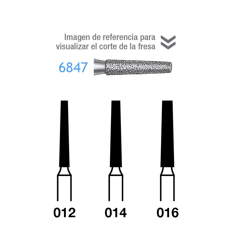 Fresas Diamante 6847 Komet - Caja de 5 unidades. Para turbina.