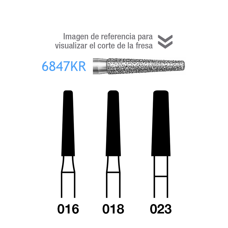 Fresas diamante 6847KR grano medio 107 Komet - Caja de 5 unidades. Para turbina.