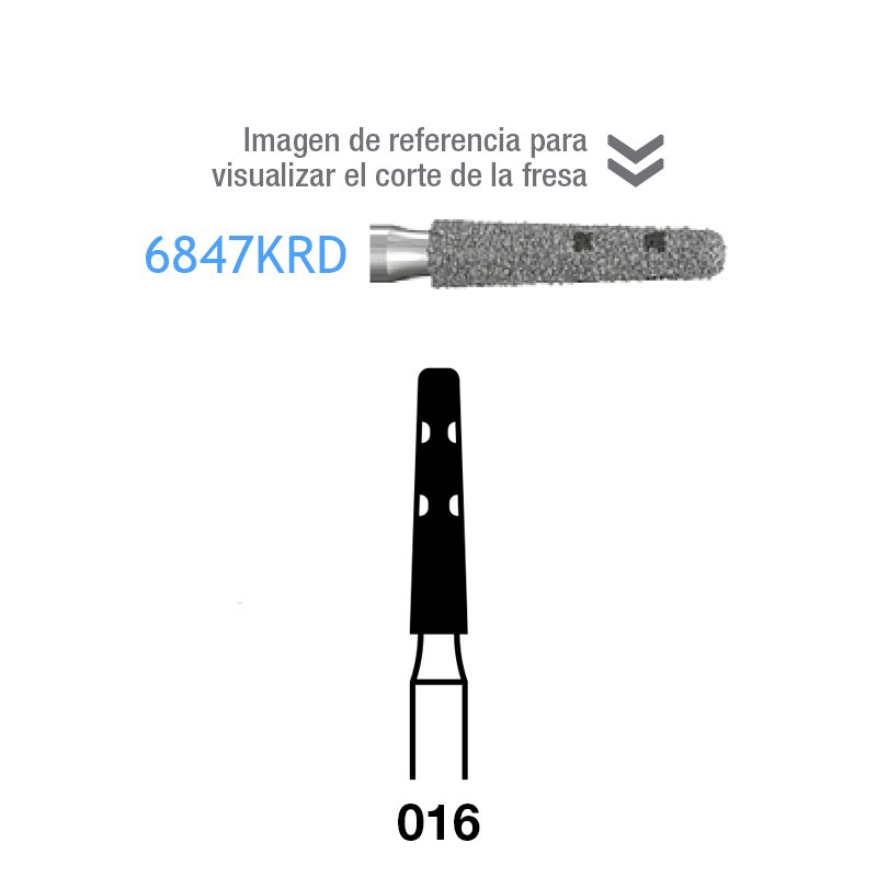 Fresas diamante 6847KRD-314-016 Komet - Caja de 5 unidades. Para turbina.