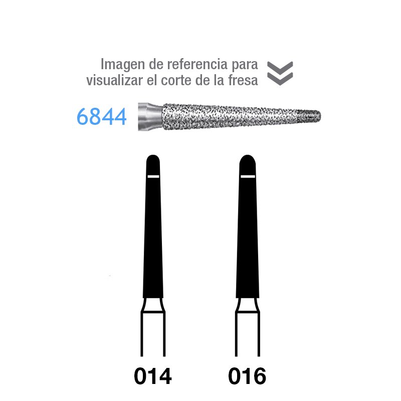 Fresas Diamante 6844 Komet - Caja de 5 unidades. Para turbina.