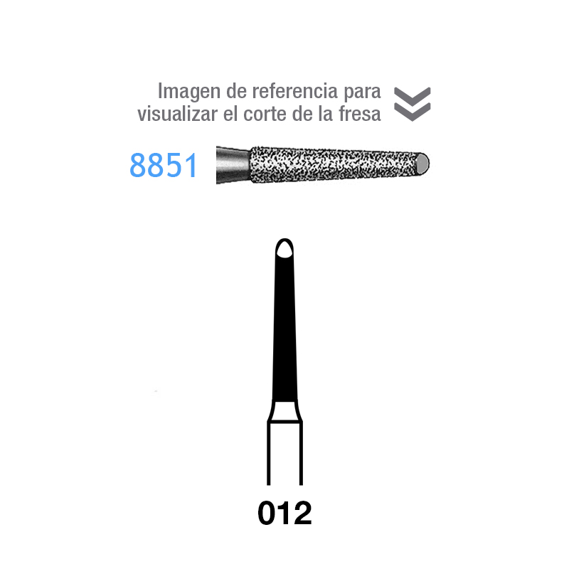 Fresas Diamante 8851-314-012 FG aro rojo grano fino 46 micras Komet - Caja de 5 unidades. Para turbina.