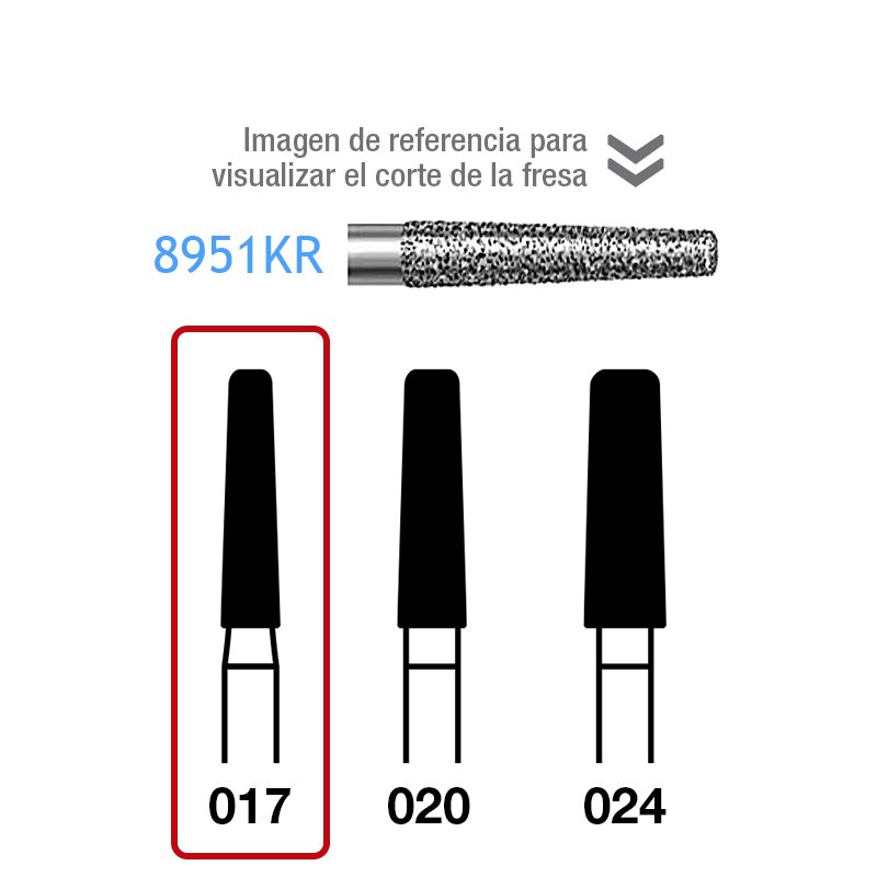 Fresas diamante 8951KR-314-017 FG grano medio 107 micras Komet - Caja de 5 unidades. Para turbina.