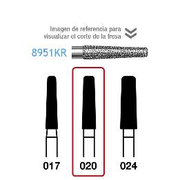 Fresas diamante 8951KR-314-020 FG grano medio 107 micras Komet - Caja de 5 unidades. Para turbina.