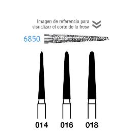 Fresas Diamante 6850 FG aro verde grano grueso 151 micras Komet - Caja de 5 unidades. Para turbina.