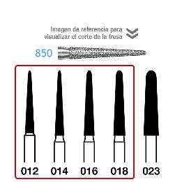 Fresas Diamante 850-314 FG grano medio 107 micras Komet - Caja de 5 unidades. Para turbina.