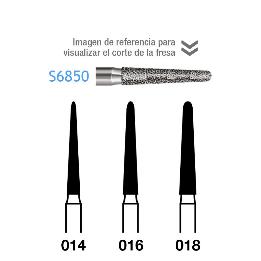 Fresas diamante S6850 FG aro verde grano grueso 151 micras Komet - Caja de 5 unidades. Para turbina.