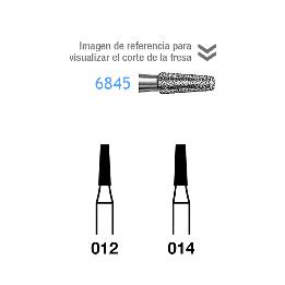 Fresas Diamante 6845- FG aro verde grano grueso 151 micras Komet - Caja de 5 unidades. Para turbina