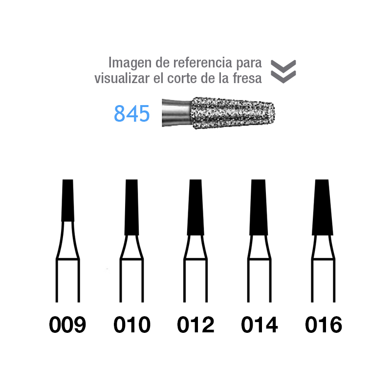 Fresas Diamante 845-314 FG grano medio 107 micras Komet - Caja de 5 unidades. Para turbina.