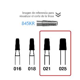Fresas Diamante 845KR-314 021 y 025 FG grano medio 107 micras Komet - Caja de 5 unidades. Para turbina