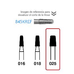 Fresas Diamante 845KREF-314-014 FG aro amarillo grano extra-fino 25 micras Komet - Caja de 5 unidades. Para turbina