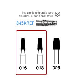 Fresas Diamante 845KREF- FG aro amarillo grano extra-fino 25 micras Komet - Caja de 5 unidades. Para turbina
