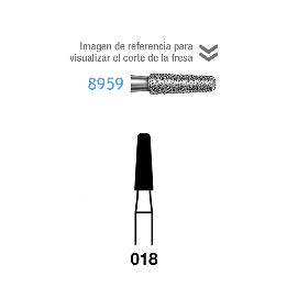 Fresas Diamante 8959KR-314-018 FG aro rojo grano fino 46 micras Komet - Caja de 5 unidades. Para turbina