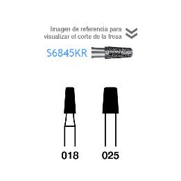 Fresas Diamante S6845KR FG aro verde grano grueso 151 micras serie S Komet - Caja de 5 unidades. Para turbina
