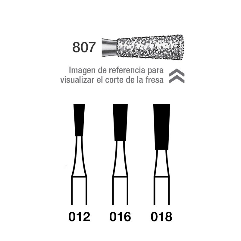 Fresas Diamante 807 Royal Dent - Caja de 5 unidades. Para turbina