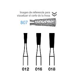 Fresas Diamante 807-314 FG grano medio 107 micras Komet - Caja de 5 unidades. Para turbina.