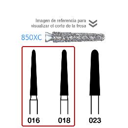 Fresas Diamante Deep Purple cónico con bisel largo 850XC FG aro lila grano grueo 230 micras  Komet - Caja de 5 unidades. Para turbina