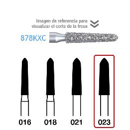 Fresas Diamante Deep Purple cónico con bisel modificado 878KXC-314-023 FG aro lila grano grueo 230 m Komet - Caja de 5 unidades. Para turbina